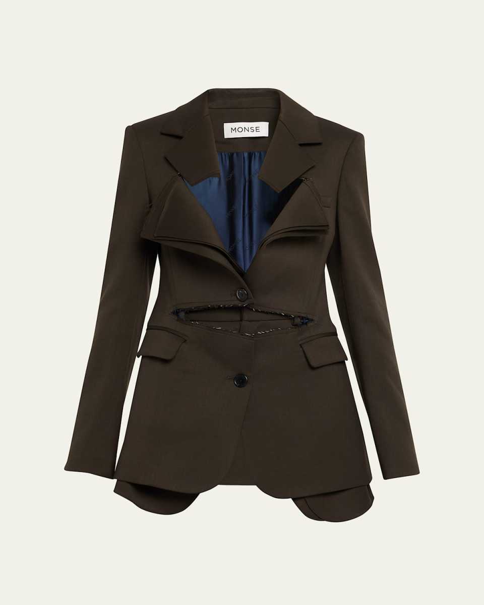 Slashed Single-Breasted Blazer Jacket